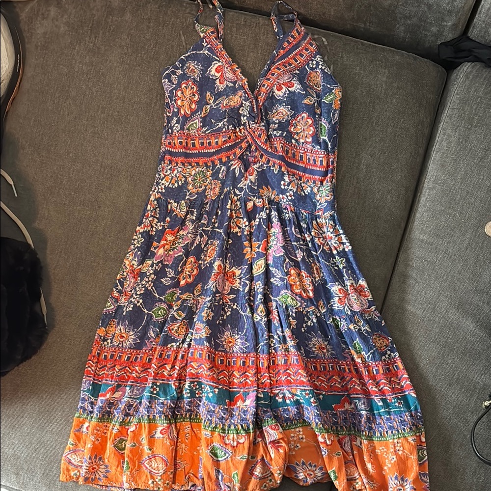 Angie Blue and Orange Maxi Dress